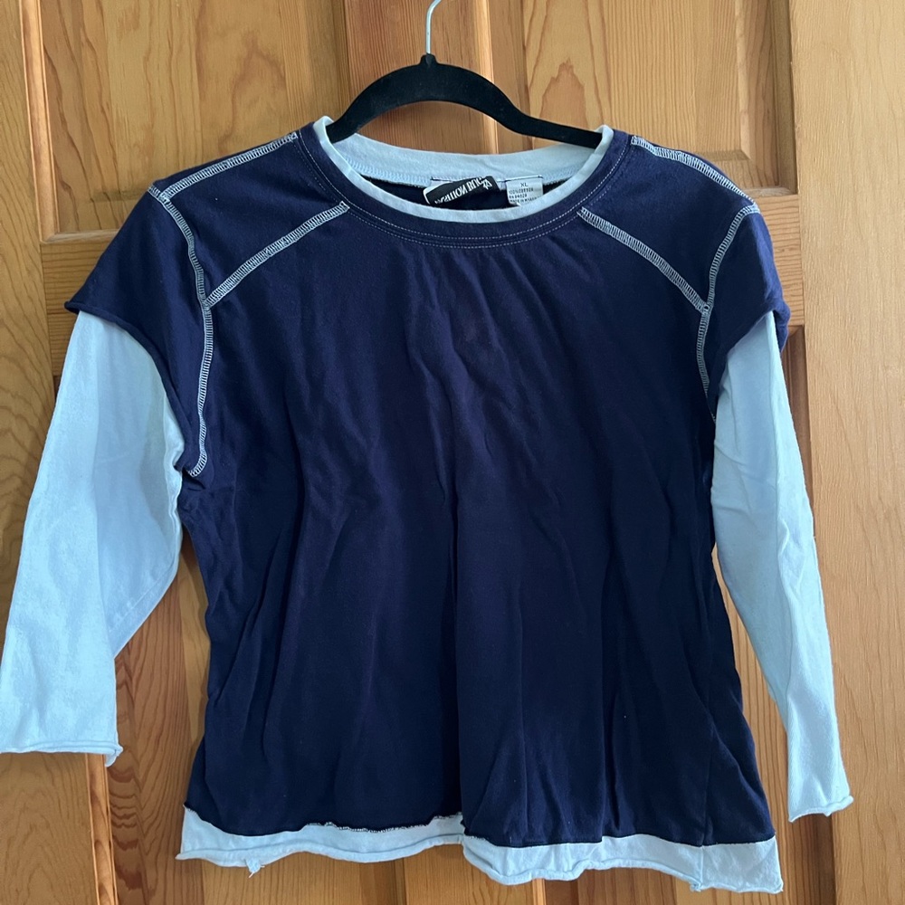 Fashion bug 3/4 Sleeve Top blue layered top size xLarge vtg y2k